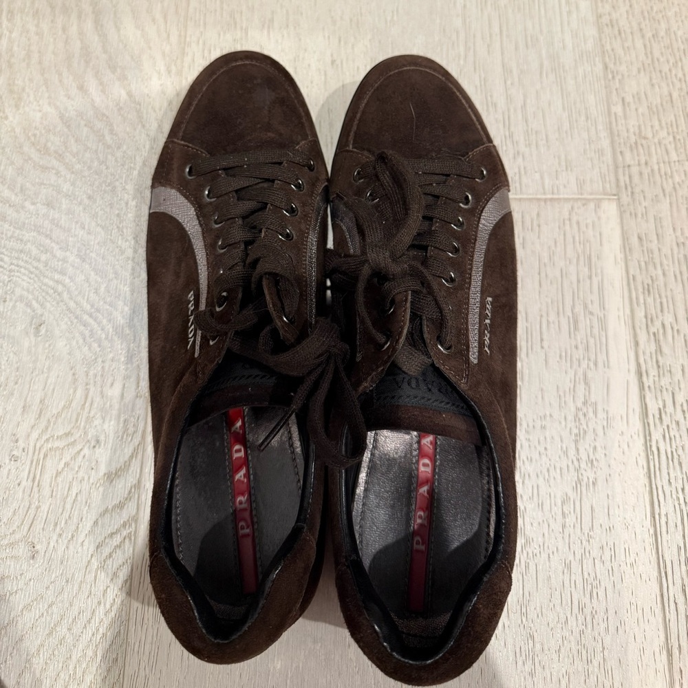 Prada Women's Dark Brown Suede Sneakers